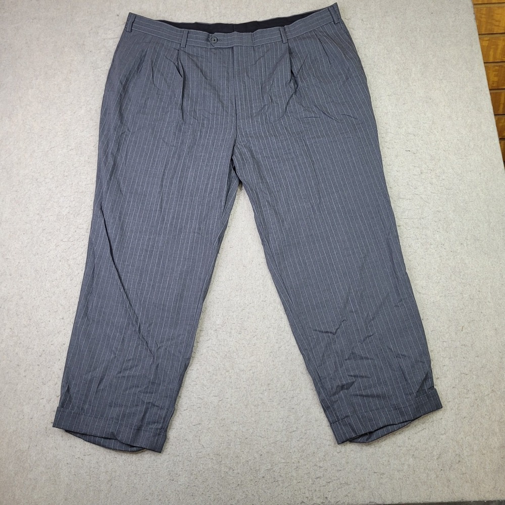 Brooks Brothers Brookscool Wool Pants Mens 45 Gray Pin Stripe Pleated Wool Blend